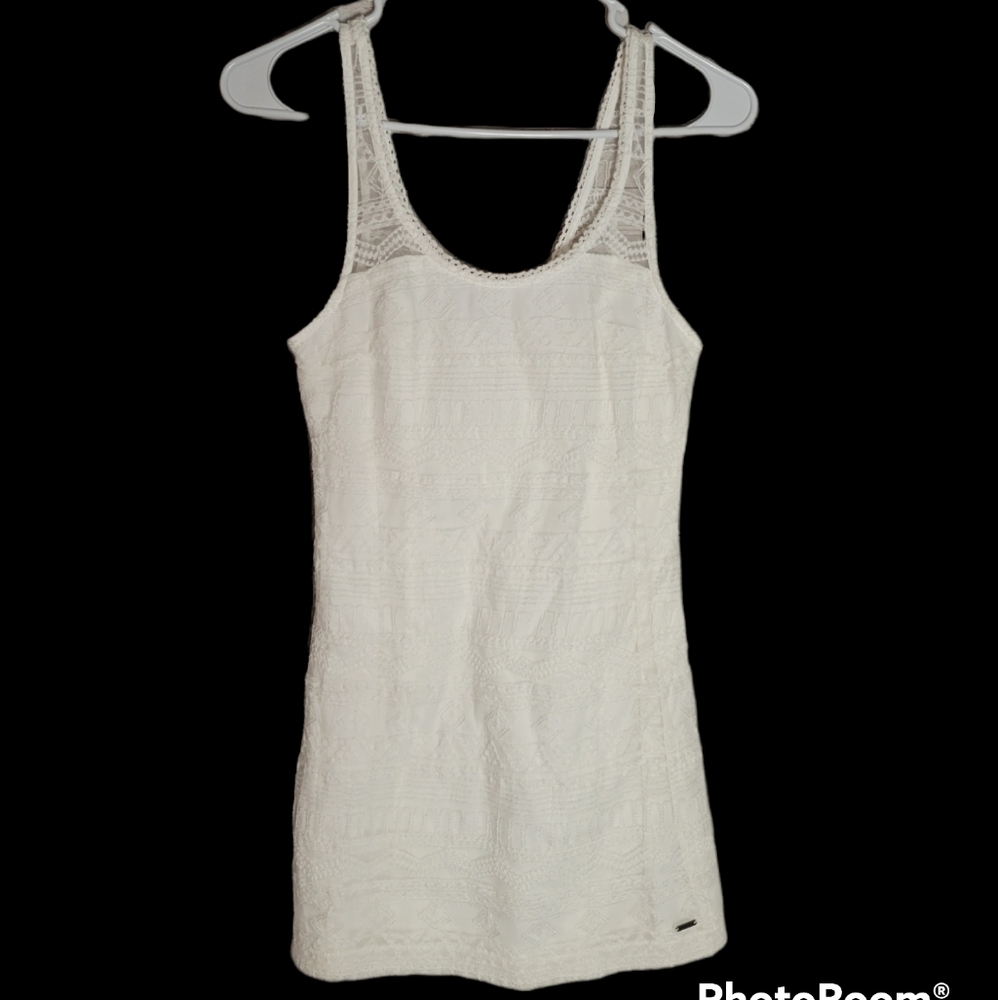 Hollister white cream lace party mini tank dress extra small 1 bodycon